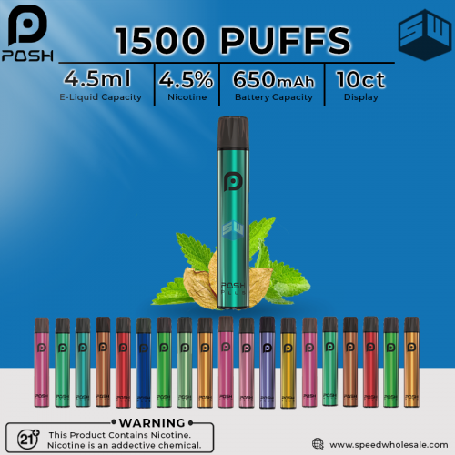 POSH PLUS XL 1500 PUFFS ZERO NICOTINE DISPOSABLE VAPE 10CT/DISPLAY